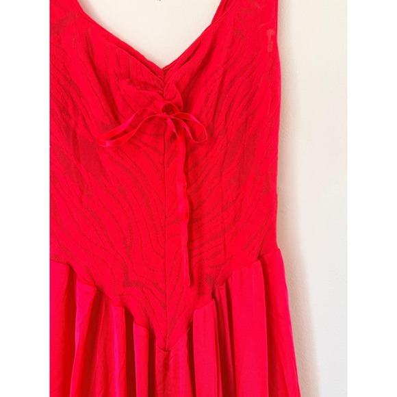 VTG Rare Olga Red Ruched Bow Maxi Nightgown/Slip  Size M Romantic Feminine - Picture 2 of 8
